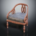 Wooden Accent Chair With Carved Arms Gray Upholstered Seat And Cylindrical Legs