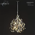 Modern Nine Light Pendant Light With Gold Silver Metal Ribbons Spherical Design