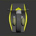 Futuristic Motorcycle With Sleek Design Gray Yellow White Colors And Dark Background Reflection