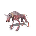 Scary Mutant Wolf 3D Model As Fictional Creature With Exposed Bones
