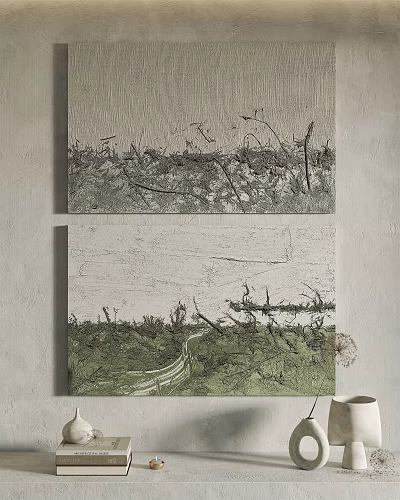 Modern abstract painting hanging painting decorative painting 3d model