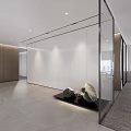 Modern Public Office Space With Glass Partitions Wooden Walls And Stone Decor