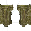 Stone and Wood Ancient Symmetrical Structures With Weathered Texture and Architectural Details