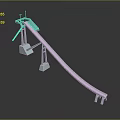 Water Slide Structure With Long Curved Slide And White Support Frames