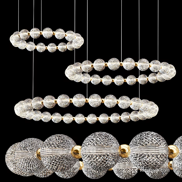 Elegant Modern Crystal Chandeliers With Circular Sphere Design And Hanging Layers For Interior Decor 3d model 