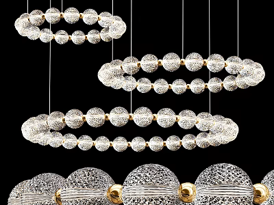 Elegant Modern Crystal Chandeliers With Circular Sphere Design And Hanging Layers For Interior Decor 3d model