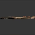 Brown Ray Fish With Flat Body Spots And Long Slender Tail On Dark 3d model