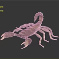 3D Rendered Scorpion with Brown Yellow Exoskeleton Curled Tail and Shiny Pincers