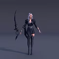Game and Movie Character with White Hair Black Outfit and Large Weapon