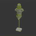 Gray Full Body Armor Model Displayed On Metal Stand With Detailed Structure