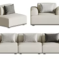 Modern Beige Sectional Sofa Set With Gray And Light Gray Decorative Cushions 3d model