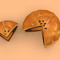 Heart Shaped And Round Mooncakes Cut Open With Orange Filling And Golden Crust