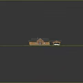 Rustic Log Cabin Featuring Black Roof Wooden Porch Green Lawn White Car And Water Reflection