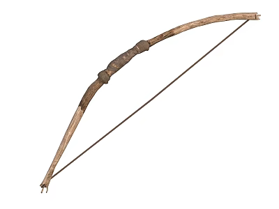 Traditional Wooden Bow An Ancient Handcrafted Archery Weapon With Bowstring And Design 3d model