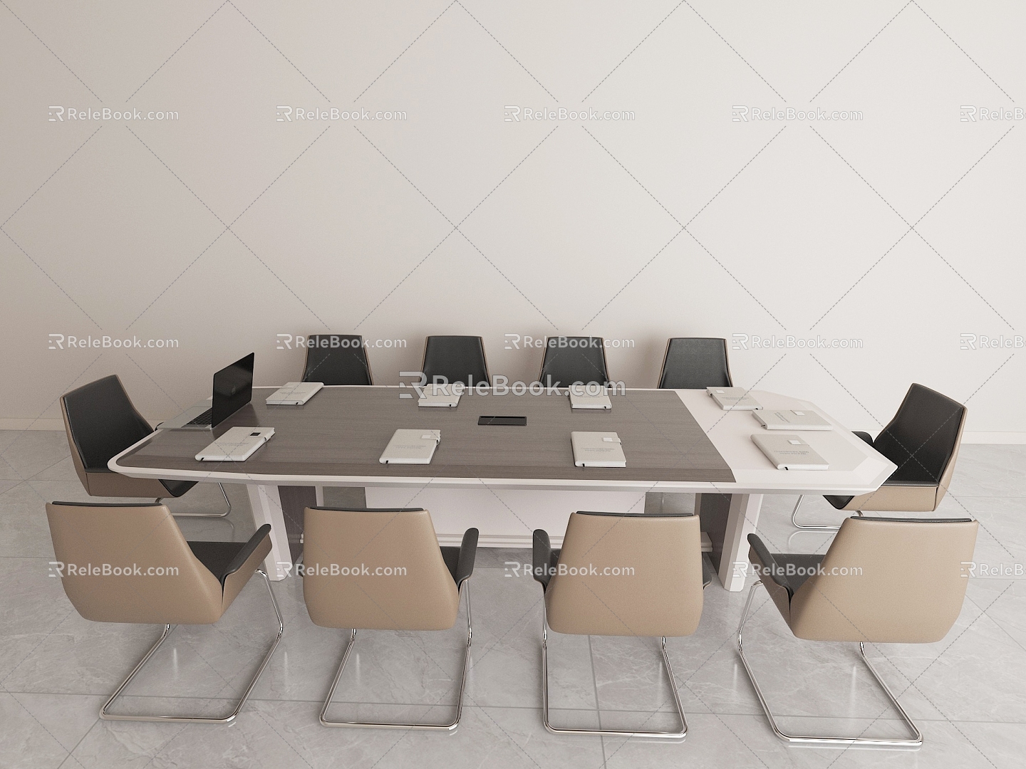 Simple multi-person meeting table and chair combination model