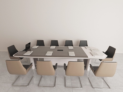 Simple multi-person meeting table and chair combination model