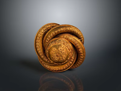 Elegant Golden Spiral Decorative Clothing Brooch Featuring Intricate Ornate Patterns 3d model