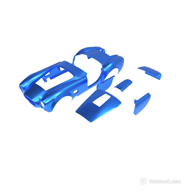 Blue Model Car Body Parts Including Main Shell And Components 3d model 