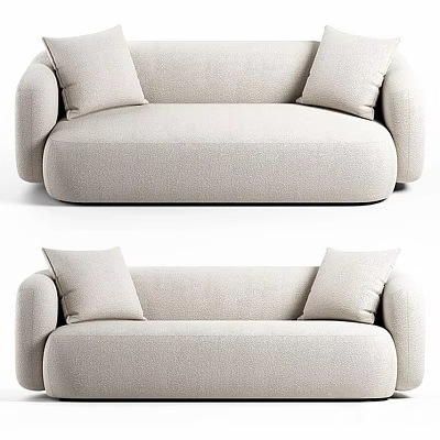 Light Beige Modern Two-Seater Sofa with Soft Fabric Cushions and Comfortable Design 3d model
