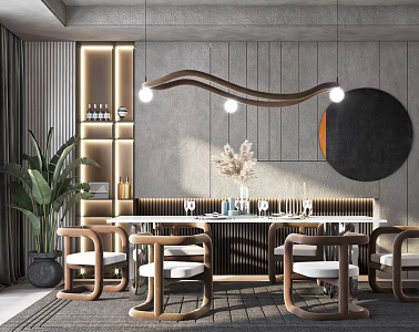 Light Luxury Dining Table and Chair Combination 3d model