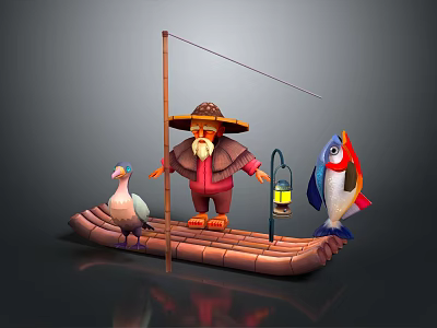 Cartoon Man Cartoon Characters Fisherman Clown 3d model