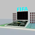 FIFA Exhibition Stand Design With Large Screen And Decorative Display Elements