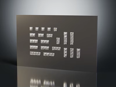 Multiple Sleek Modern Silver Switch Panels On Dark Background Display Design 3d model