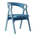Modern Wooden Leisure Chair with Circular Armrests and Dark Fabric Seat