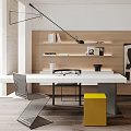 Light Luxury Minimalist Study Wall Lamp Round Side Table Metal Stool Square Stool Desk and Chair Desk Small Hanging 3d model