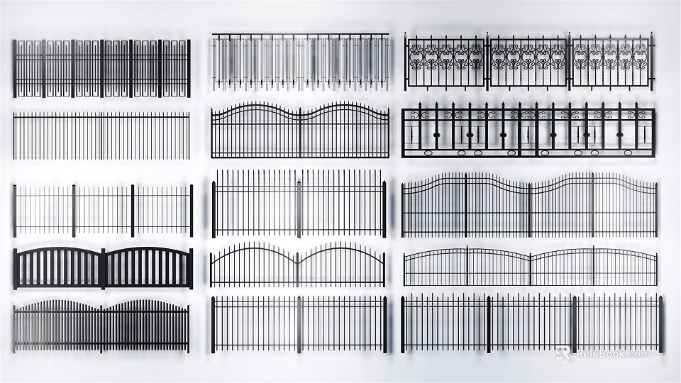 Variety Of Metal Fence Designs Displayed 3d model 