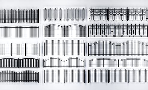 Modern guardrail wrought iron fence 3d model