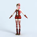 Modern Technology Exhibition Hall Showcasing 3D Character With Pink Hair And Red Outfit