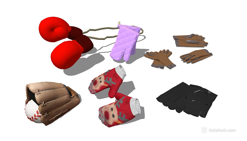 Collection of Various Gloves Socks and Clothing Items for Daily Use 3d model 
