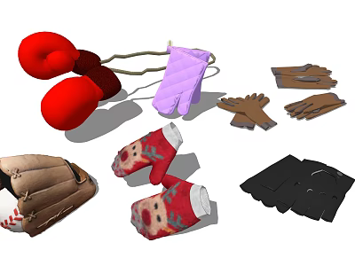 Collection of Various Gloves Socks and Clothing Items for Daily Use 3d model