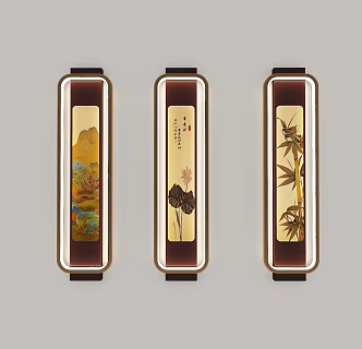 New Chinese style wall lamp combination 3d model