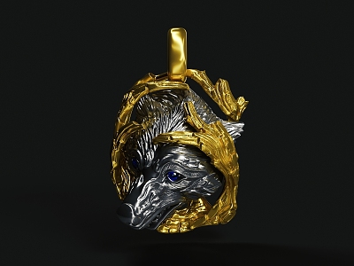 Necklace Pendant Wolf Head Pendant Necklace Wolf Head Pendant 3d model