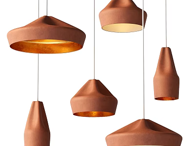 Modern Terracotta Pendant Lights With Various Shapes And Warm Glow For Interior Decor 3d model