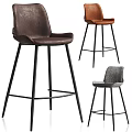 Stylish Modern Bar Stools With Leather Fabric Seats And Metal Legs For Kitchen Bar
