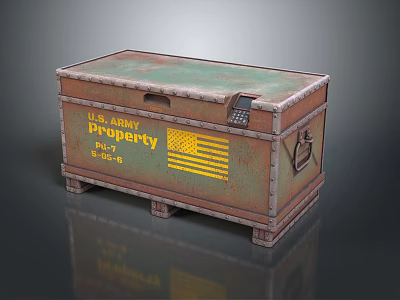 Vintage U.S. Army Property Commercial Equipment Storage Container With American Flag 3d model