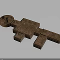 Ancient Ruin Layout Architectural Model With Brown Square And Circular Sections