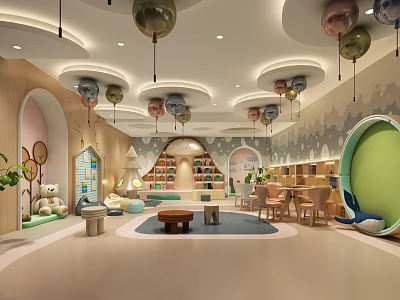 Modern Kindergarten Interior Design With Colorful Decor And Soft Furniture 3d model