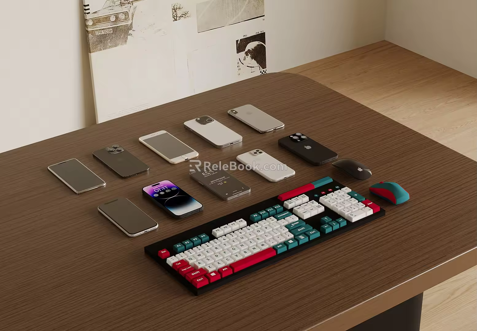 Mobile Phone Mouse Keyboard 3d model