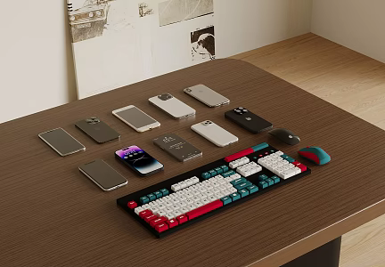 Mobile Phone Mouse Keyboard 3d model