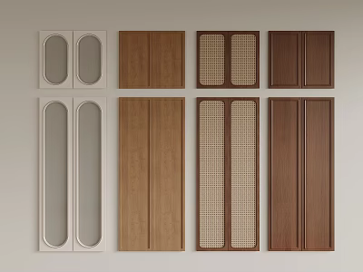 Assorted Wardrobe Door Designs Featuring Glass Wood and Woven Patterns 3d model