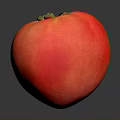 Fresh Ripe Glossy Red Tomato With Green Stem On Gray Background
