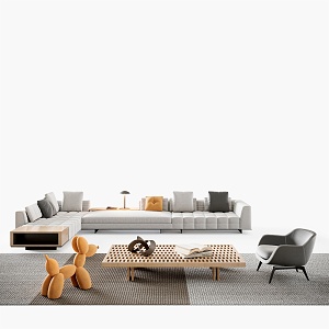 Minotti sofa leisure chair coffee table combination 3d model