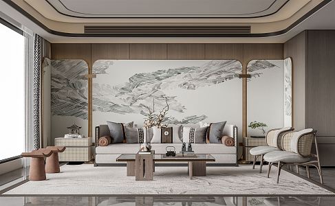 New Chinese Living Room 3d model