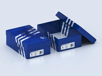 Blue Boxes With White Stripes Two Units One Open Lid Design 3d model
