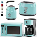 Modern Kitchen Appliances Including Kettle Toaster Microwave And Coffee Maker 3d model