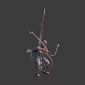 Muscular Monster Character Design With Giant Blade And Tentacle Appendages